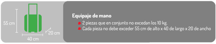 Especificaciones de equipaje de mano