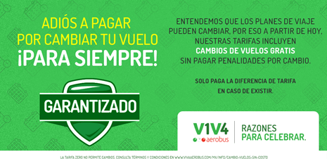 VIVA AEROBUS ELIMINA PERMANENTEMENTE LOS CARGOS POR CAMBIOS